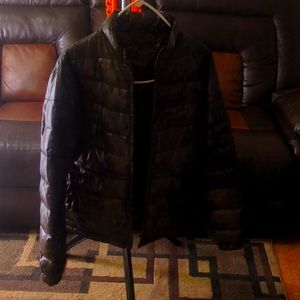 Women's Vixen by Pelle Pelle Large Black And Brown Animal Print Puffer Jacket